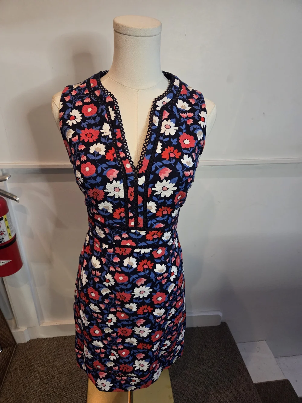 Kate Spade New York Floral Navy Lace Trim Sheath Dress Size 0